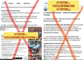 Fake news : la douane guinéenne n’a lancé aucune vente aux enchères des motos