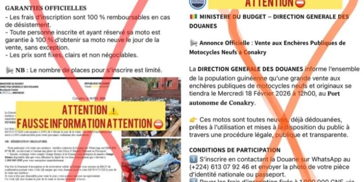 Fake news : la douane guinéenne n’a lancé aucune vente aux enchères des motos