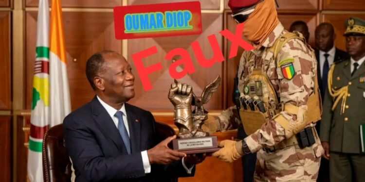 Faux : le président ivoirien Alassane Ouattara n’a pas donné de trophée aux Forces spéciale guinéennes